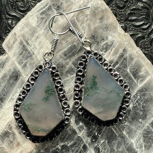 Moss Agate Earrings Stone Crystal Jewelry